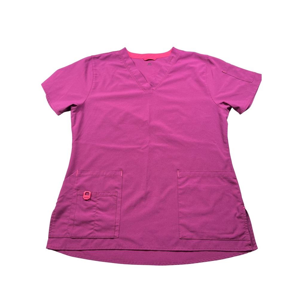 Carhartt Scrub Top Medium Pink V Neck Medical Uniform Nurse Healthcare
